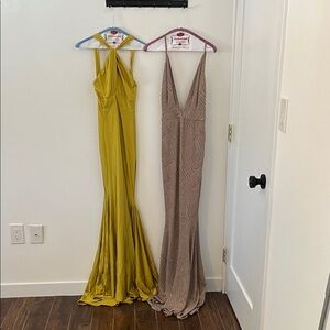 Michael Costello Yellow and Beige Maxi Dresses